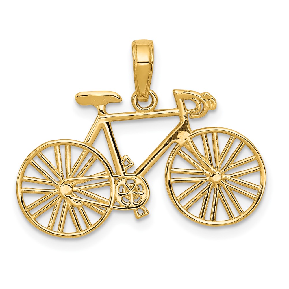 10K 3D Polished Bicycle Charm (10M530)