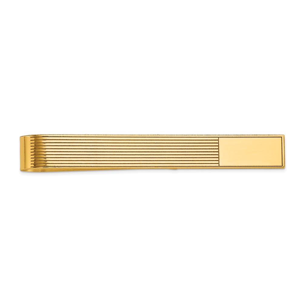 10k Men's Grooved Engravable Tie Bar (10MC81)