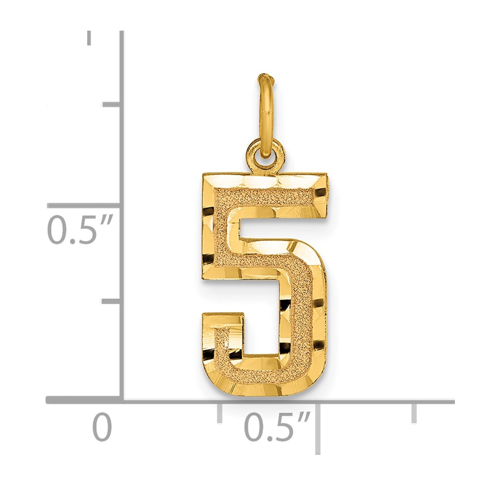 10ky Casted Medium Diamond-cut Number 5 Charm (10MN05)