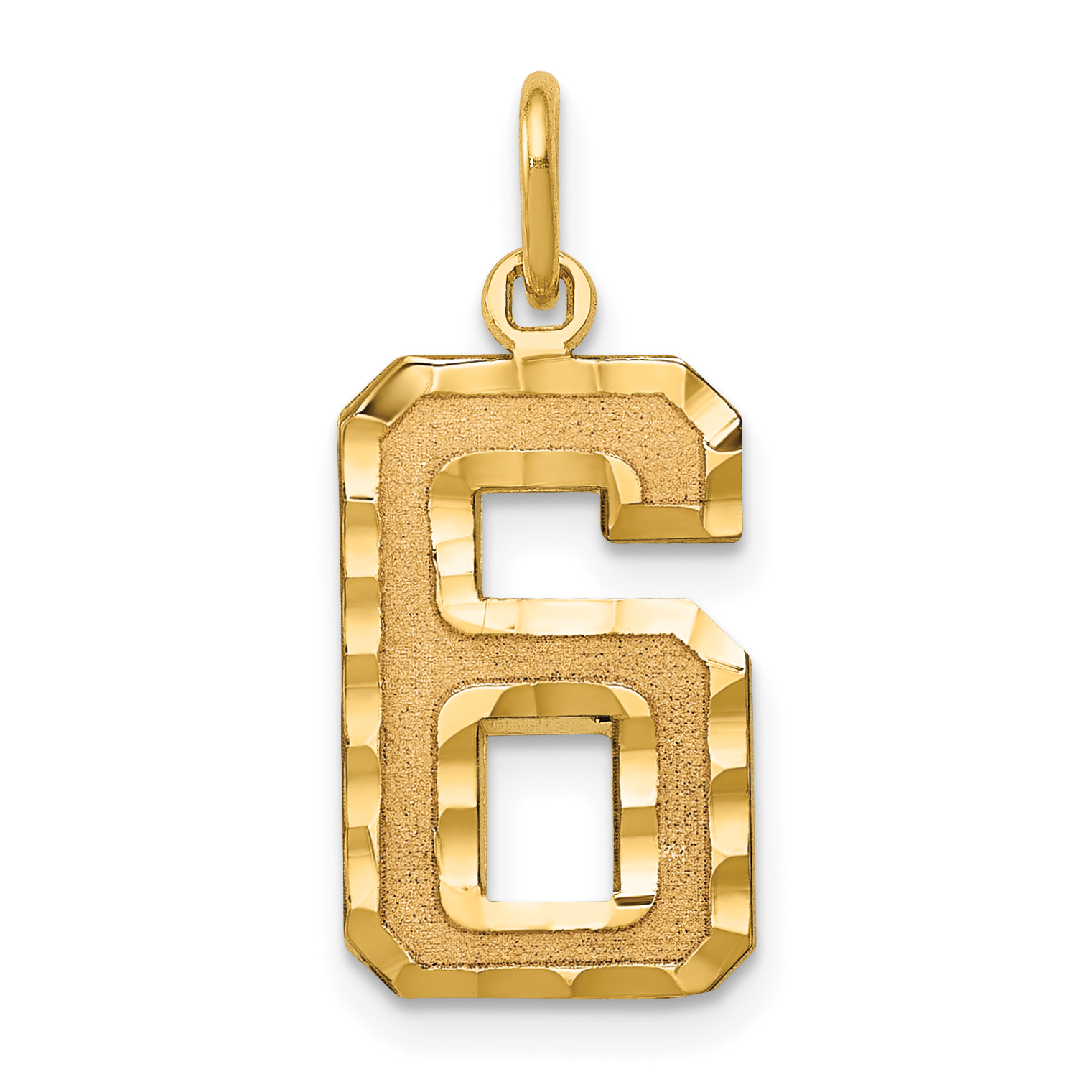 10ky Casted Medium Diamond-cut Number 6 Charm (10MN06)