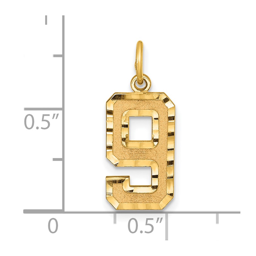 10ky Casted Medium Diamond-cut Number 9 Charm (10MN09)