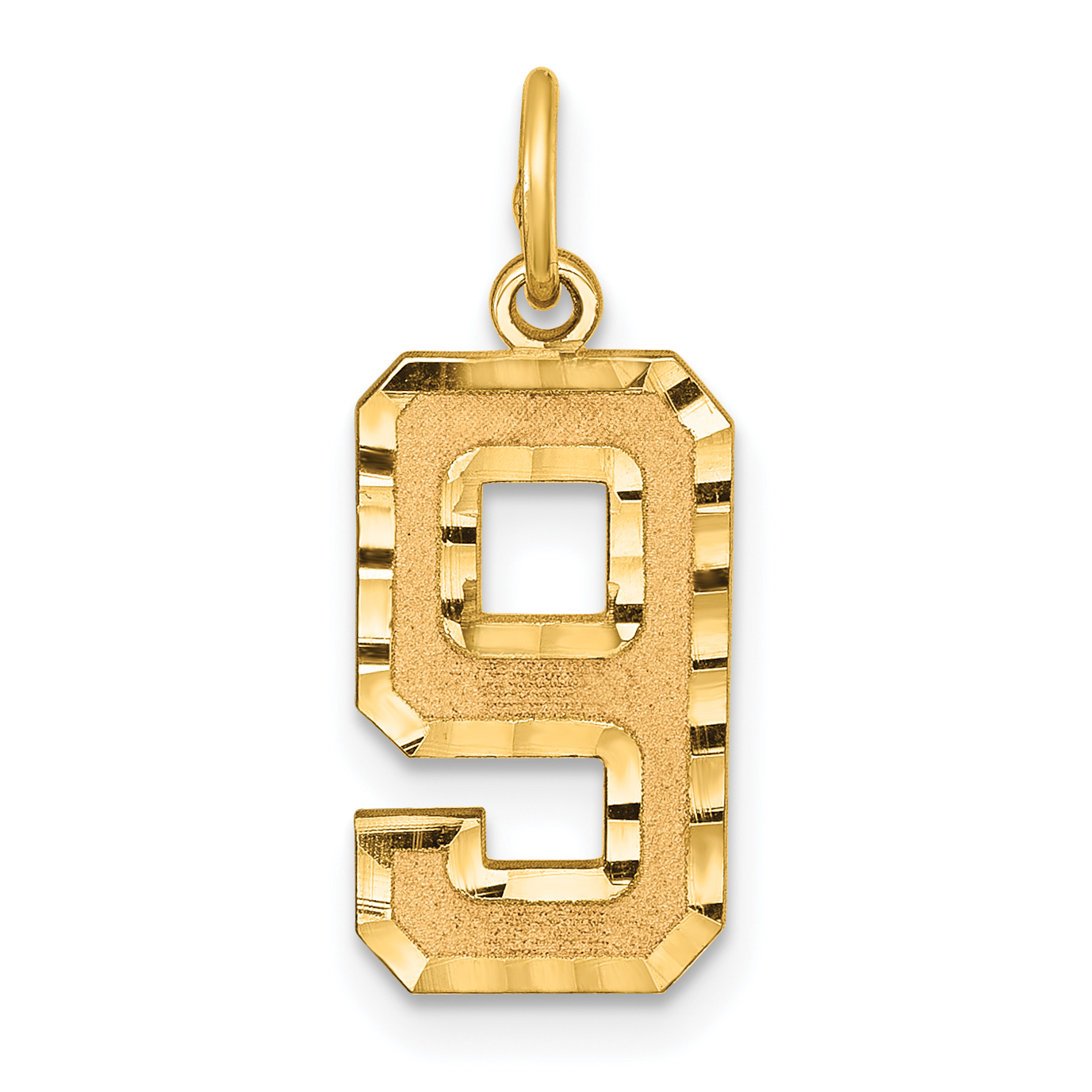 10ky Casted Medium Diamond-cut Number 9 Charm (10MN09)
