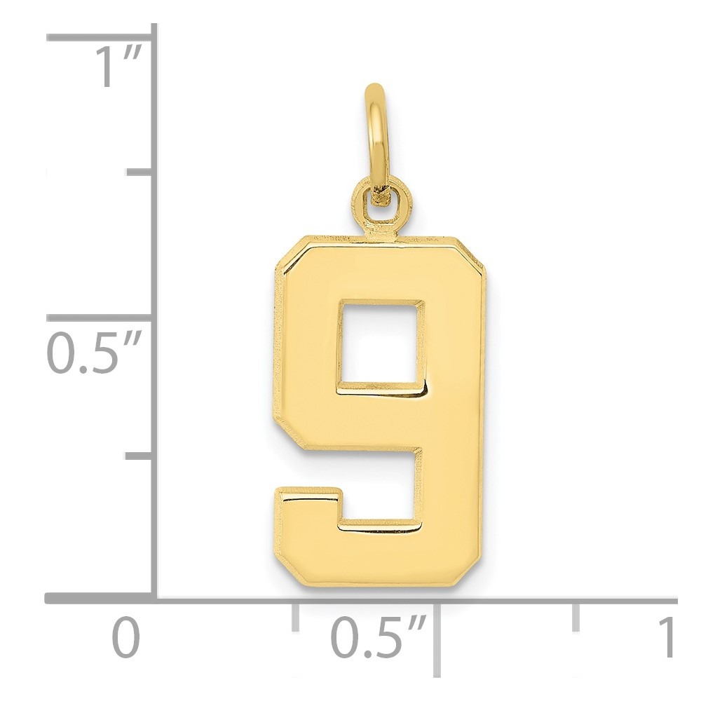 10k Medium Polished Number 9 Charm (10MP09)