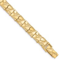 10K 10.0mm Yellow Gold Nugget Bracelet - 7in view 1
