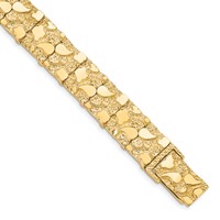 10K 12.0mm Yellow Gold Nugget Bracelet, 7" view 1