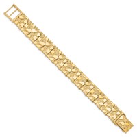 10K 15.0mm Yellow Gold Nugget Bracelet, 7" view 2