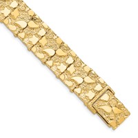 10K 15.0mm Yellow Gold Nugget Bracelet, 7" view 1