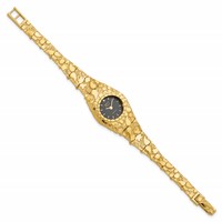 10K 22mm Yellow Gold Black Dial Nugget Watch, 7" view 2