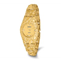 10K 22mm Yellow Gold Champagne Dial Nugget Watch, 7" view 1