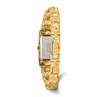 10K Yellow Gold 15x 31mm Black Dial Rectangular Face Nugget Watch, 7" view 3