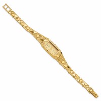 10K Yellow Gold 15x31mm Champagne Dial Rectangular Face Nugget Watch - 7in view 2