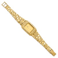 10K Yellow Gold 27x 47mm Champagne Dial Square Face Nugget Watch, 8" view 2