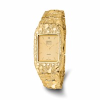 10K Yellow Gold 27x 47mm Champagne Dial Square Face Nugget Watch, 8" view 1