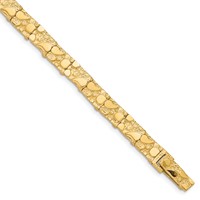 10K 7.0mm Yellow Gold Nugget Bracelet, 7" view 1