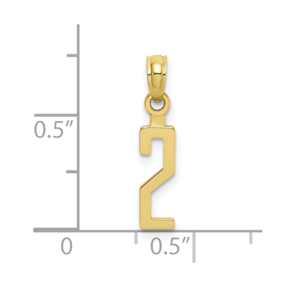 10K Number 2 Block Charm (10NU02)