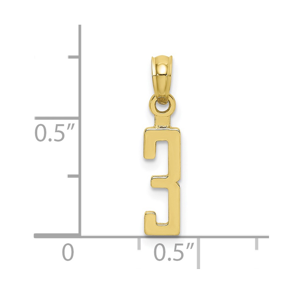 10K Number 3 Block Charm (10NU03)