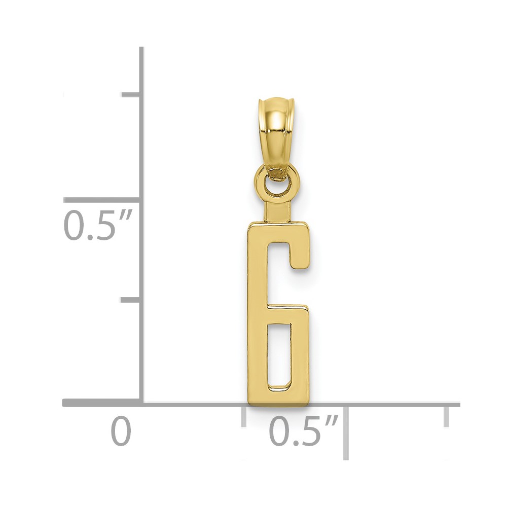 10K Number 6 Block Charm (10NU06)