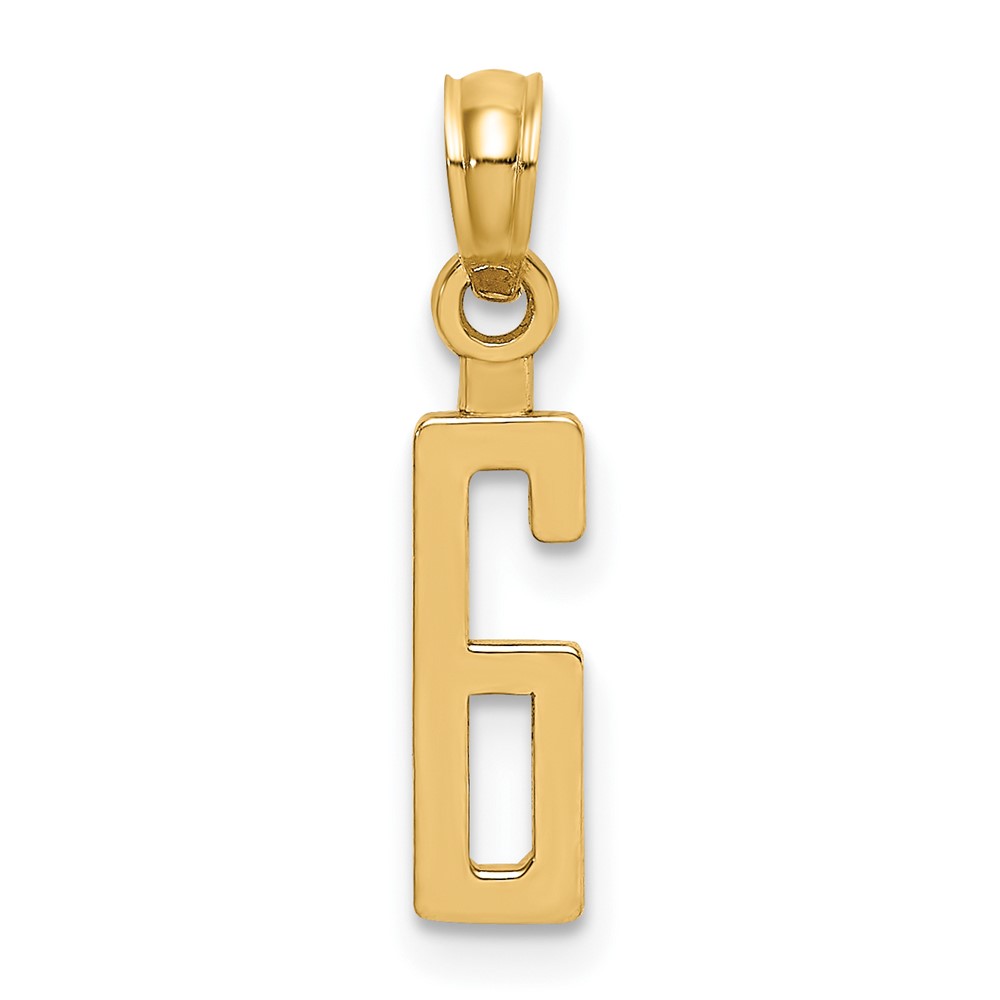 10K Number 6 Block Charm (10NU06)