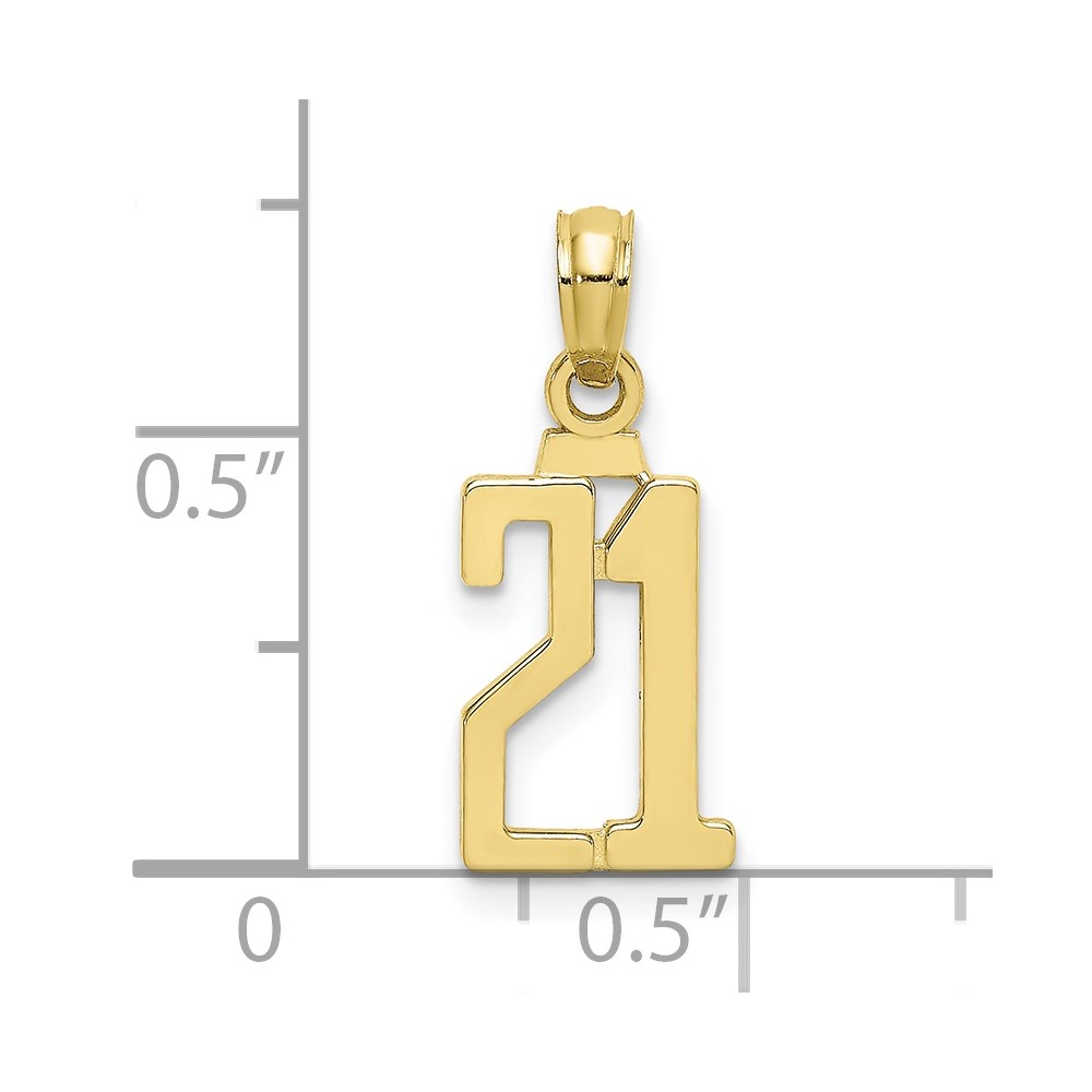 10K Number 21 Pendant (10NU21)