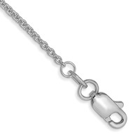10K White Gold WG 1.4mm Round Open Link Cable Chain Anklet view 1