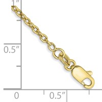 10K 1.8mm Yellow Gold Forzantine Cable Chain Anklet view 2