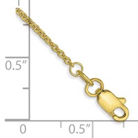 10K 1.4mm Yellow Gold Round Open Link Cable Chain Anklet view 2