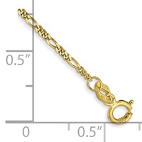10K 1.25mm Yellow Gold Flat Figaro Pendant Chain view 2