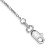 10K White Gold WG 1mm Round Open Link Cable Chain Anklet view 1