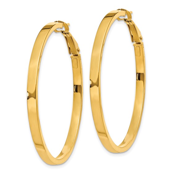 Gold Square Tube Omega Back Hoop Earrings