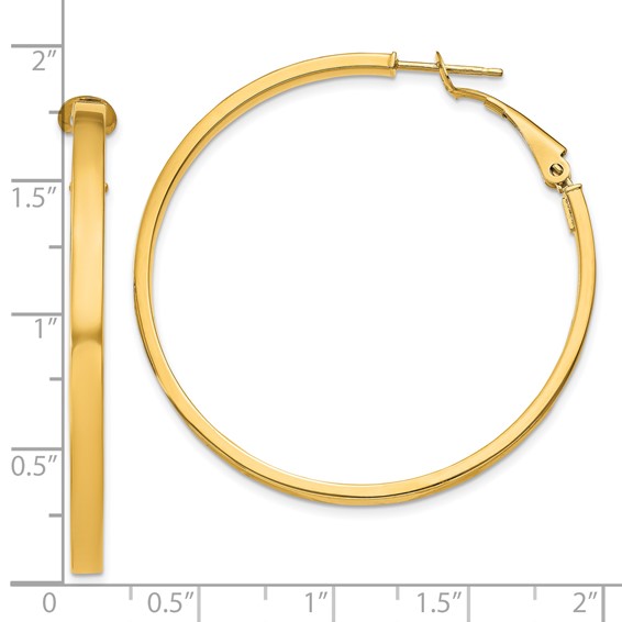 Gold Square Tube Omega Back Hoop Earrings