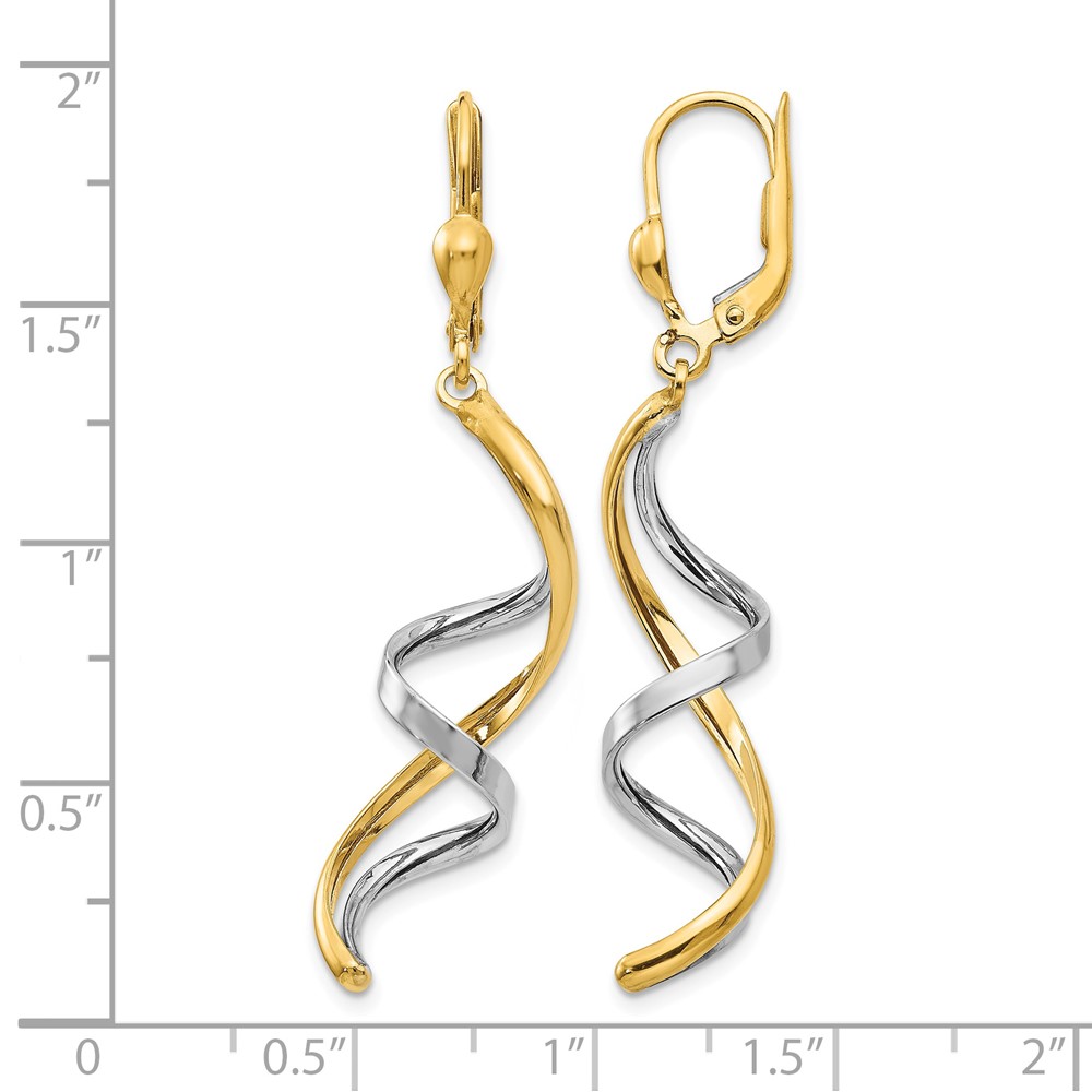 10k Two-tone Spiral Leverback Earrings (10PRE305)