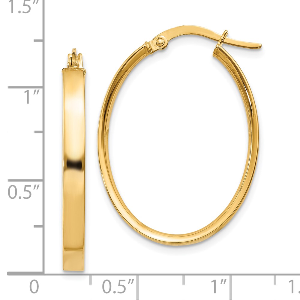 10k 3mm Oval Hoop Earrings (10PRE557)