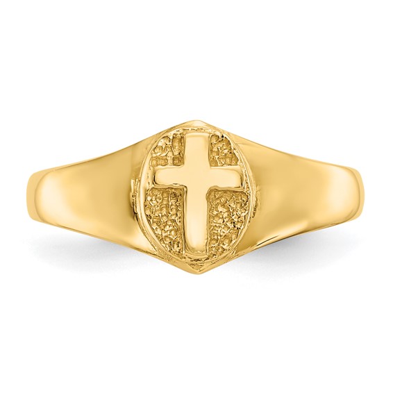 Gold Polished Children's Cross Rings