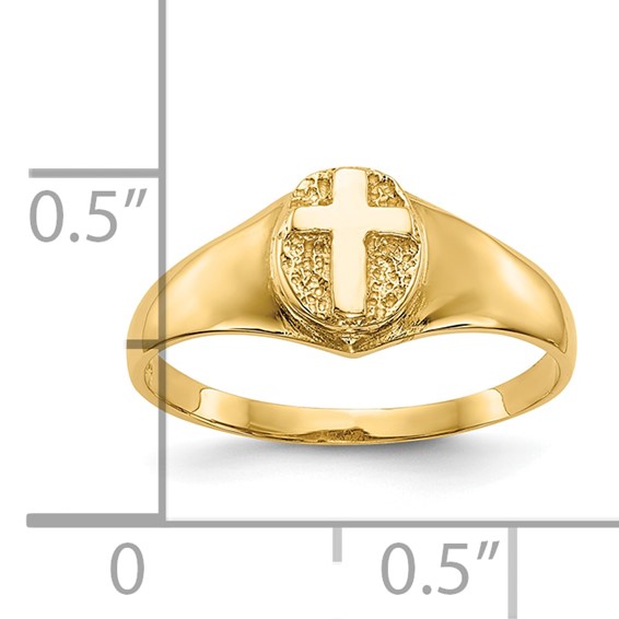 Gold Polished Children's Cross Rings