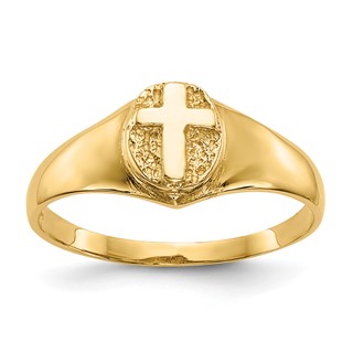 Gold Polished Children's Cross Rings