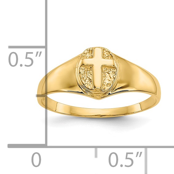 Gold Polished Children's Cross Rings
