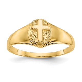 Gold Polished Children's Cross Rings