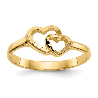 Gold Polished Children's Heart Rings
