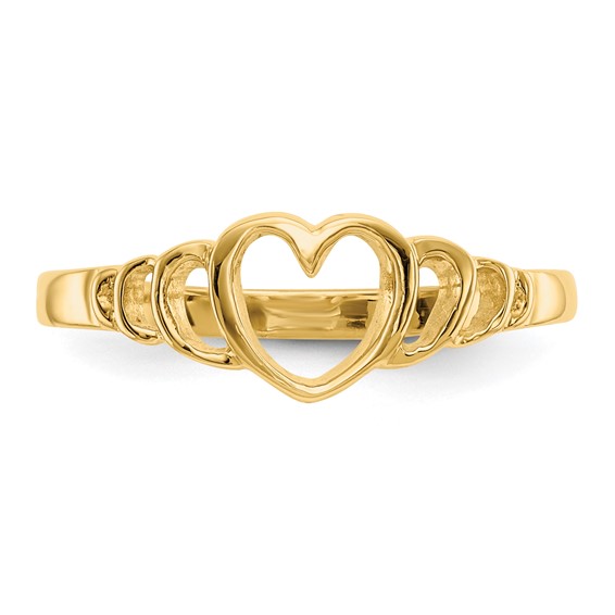 Gold Polished Children's Heart  Rings