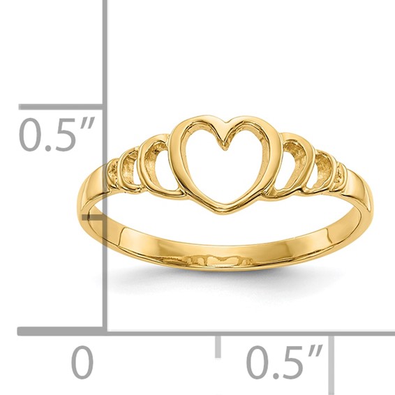 Gold Polished Children's Heart  Rings