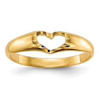 Gold Polished Children's Heart Rings