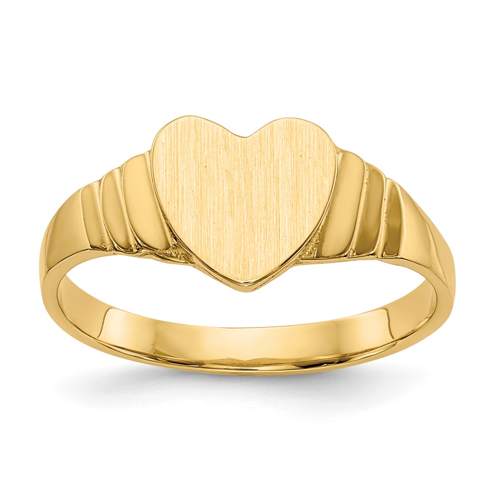 10K Satin Baby Heart Signet Ring