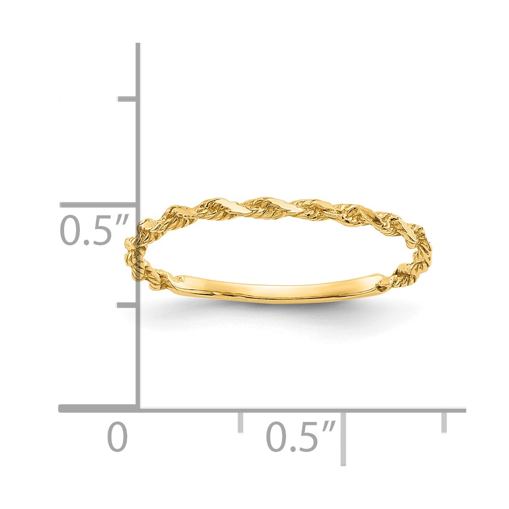 10K Diamond-cut Textured Rope Band Ring (10R543)