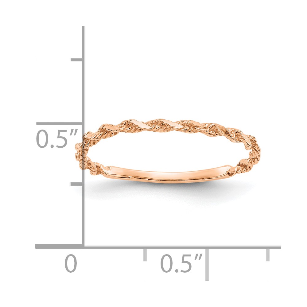 10K Rose Gold Diamond-cut Textured Rope Band Ring (10R543R)