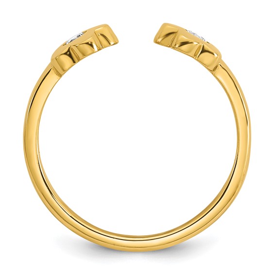 10k Polished CZ Flowers Toe Ring