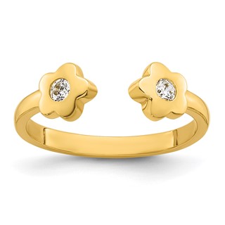10k Polished CZ Flowers Toe Ring
