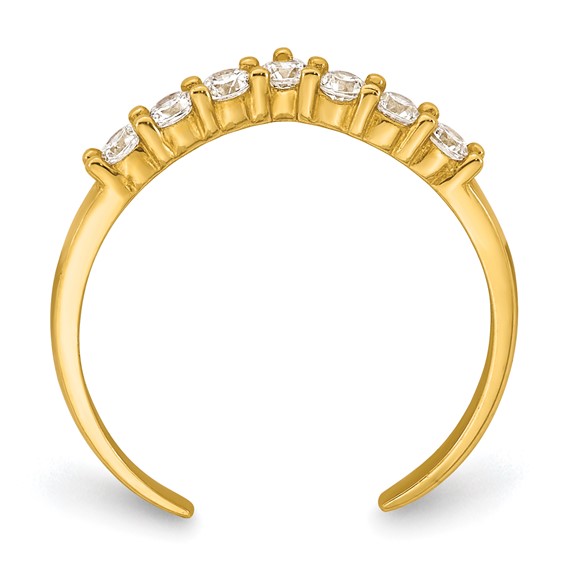 10k Polished White CZ Open Back Toe Ring