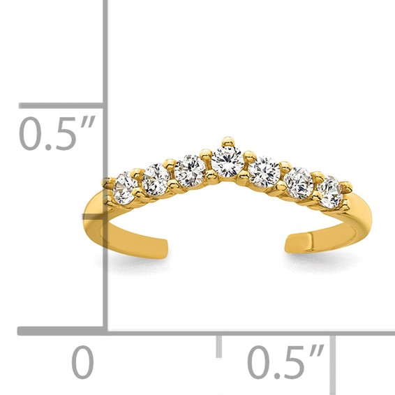 10k Polished White CZ Open Back Toe Ring