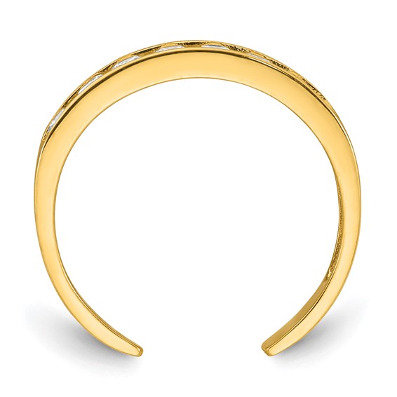 10k Polished Channel-set White CZ Toe Ring