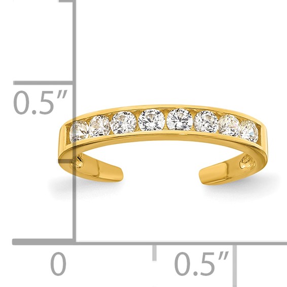 10k Polished Channel-set White CZ Toe Ring